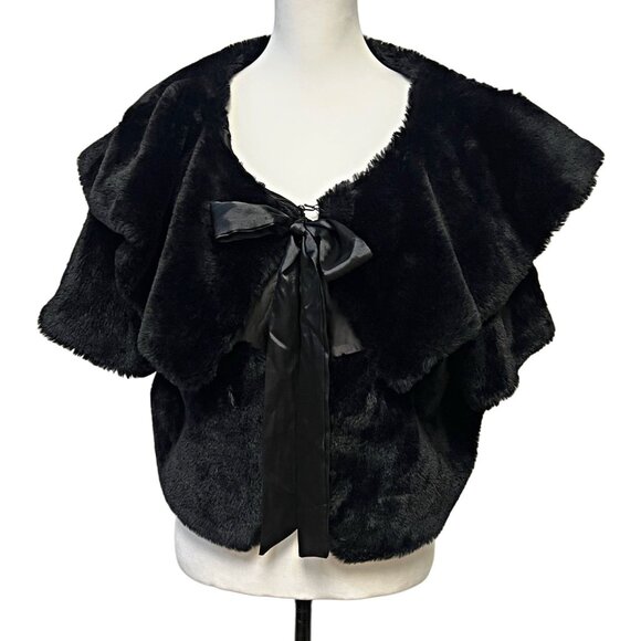 Haani Vintage Faux Fur Cape Bolero Mobster Wife Classic Crop  Jacket Holiday 1X - Picture 8 of 12